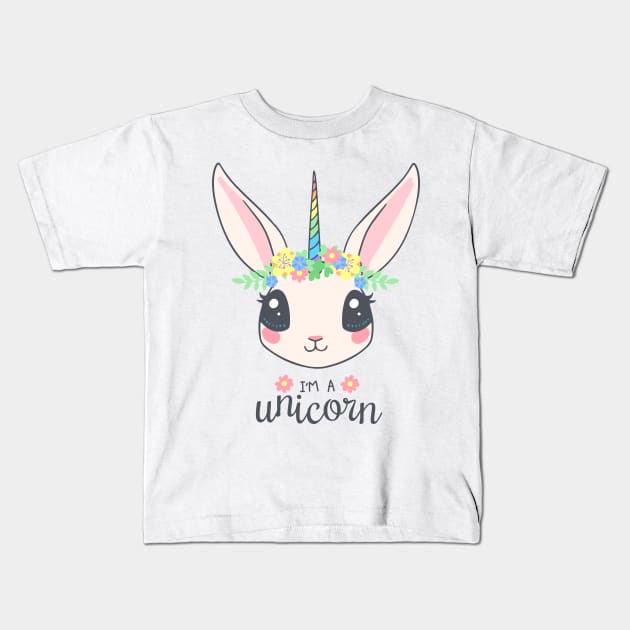 I'm A Unicorn - Bunny Kids T-Shirt by Humoratologist